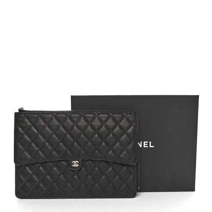 Chanel Caviar Quilted Large Flap Zip Clutch Black 11 of 11