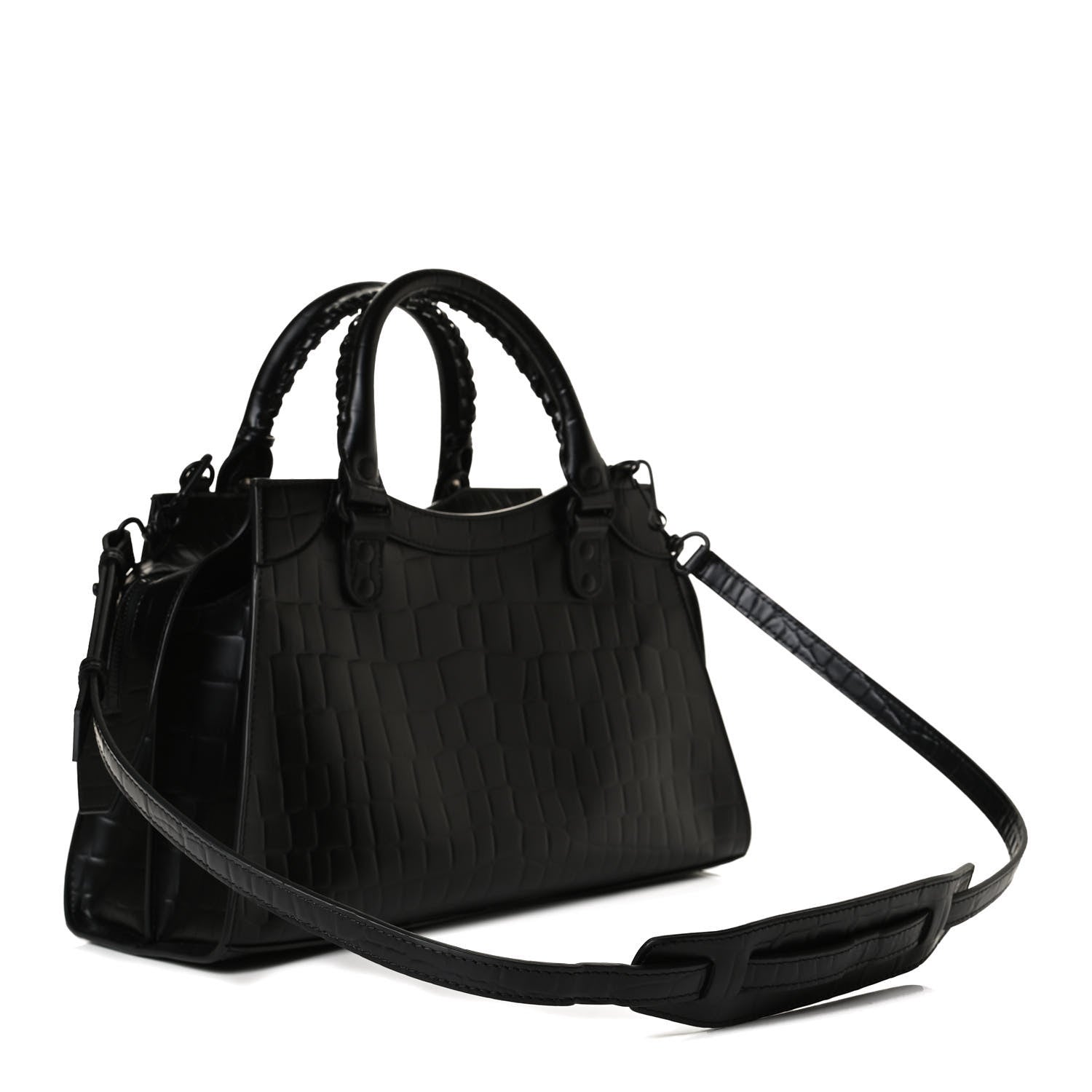 Balenciaga Semi Shiny Calfskin Crocodile Embossed Neo Classic Black Hardware S City Black 4 of 14
