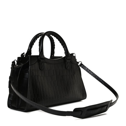 Balenciaga Semi Shiny Calfskin Crocodile Embossed Neo Classic Black Hardware S City Black 4 of 14