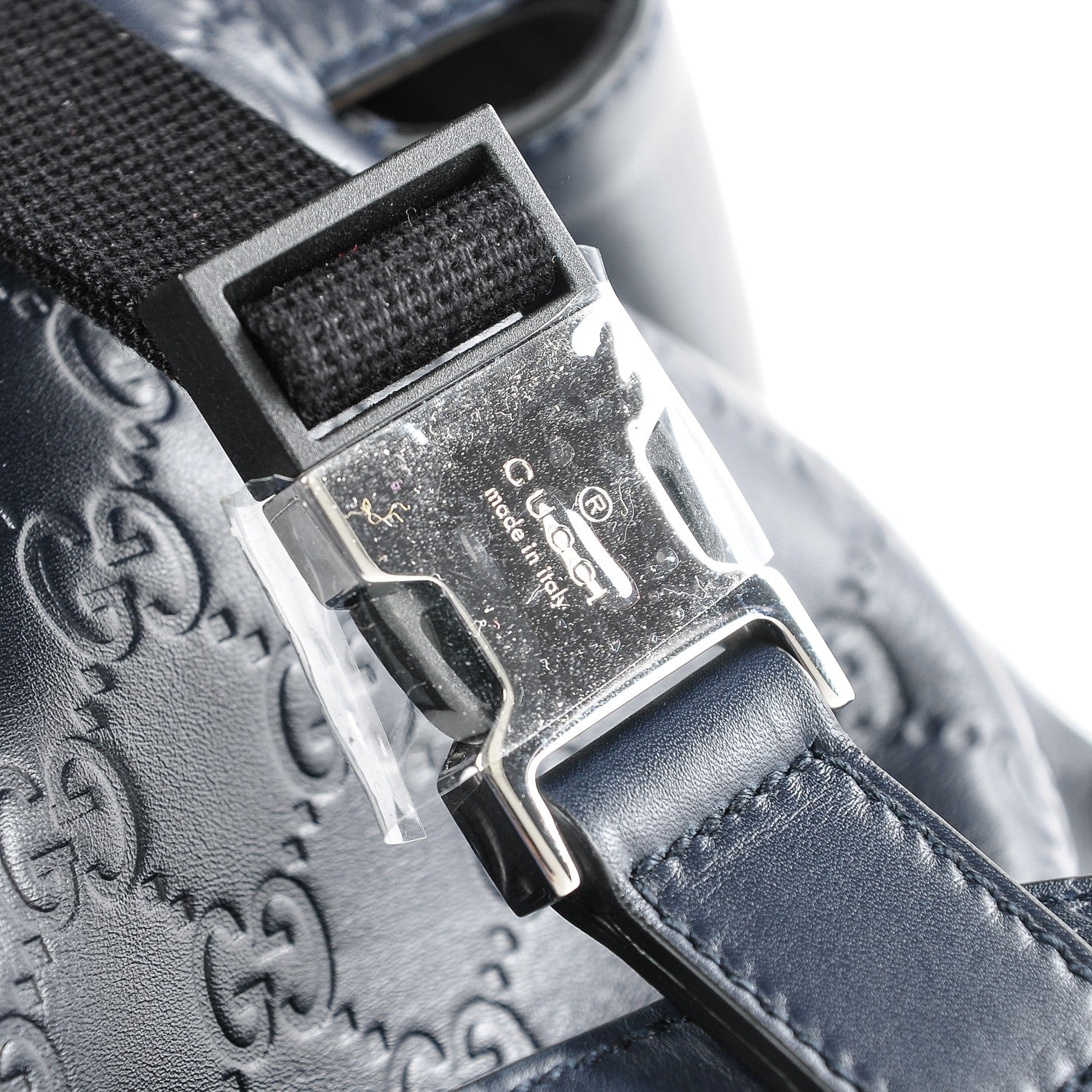 Gucci Guccissima Signature Double Buckle Backpack Blue 8 of 8