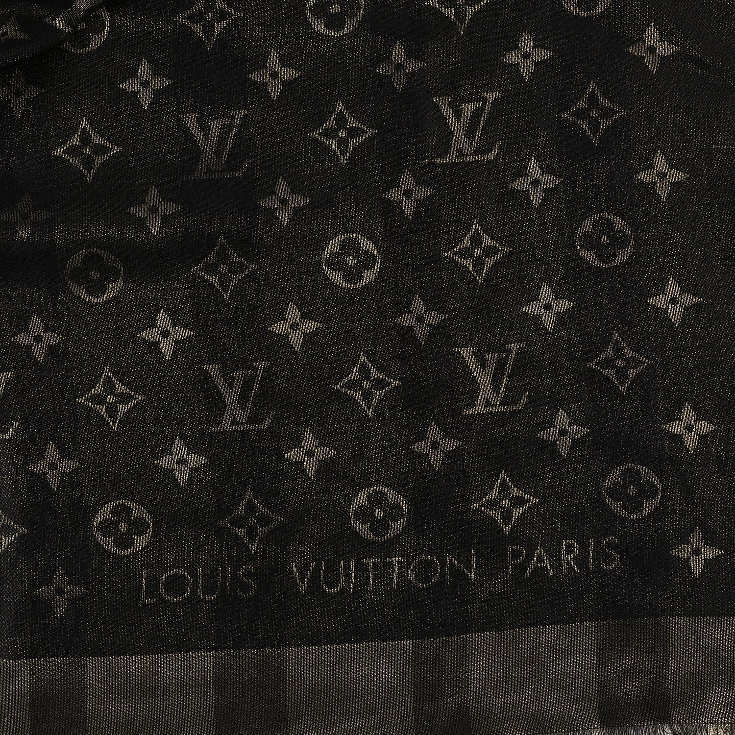 Louis Vuitton Silk Wool Monogram So Shine Shawl Marron 2 of 3