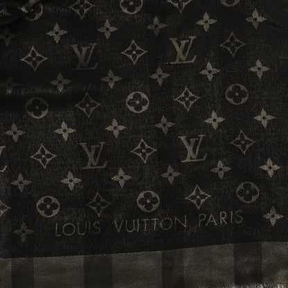 Louis Vuitton Silk Wool Monogram So Shine Shawl Marron 2 of 3