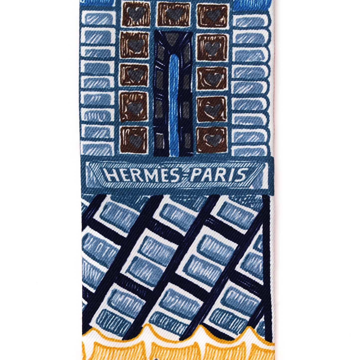 Silk Super Silk Quest Twilly Bleu Beige Dore Brun