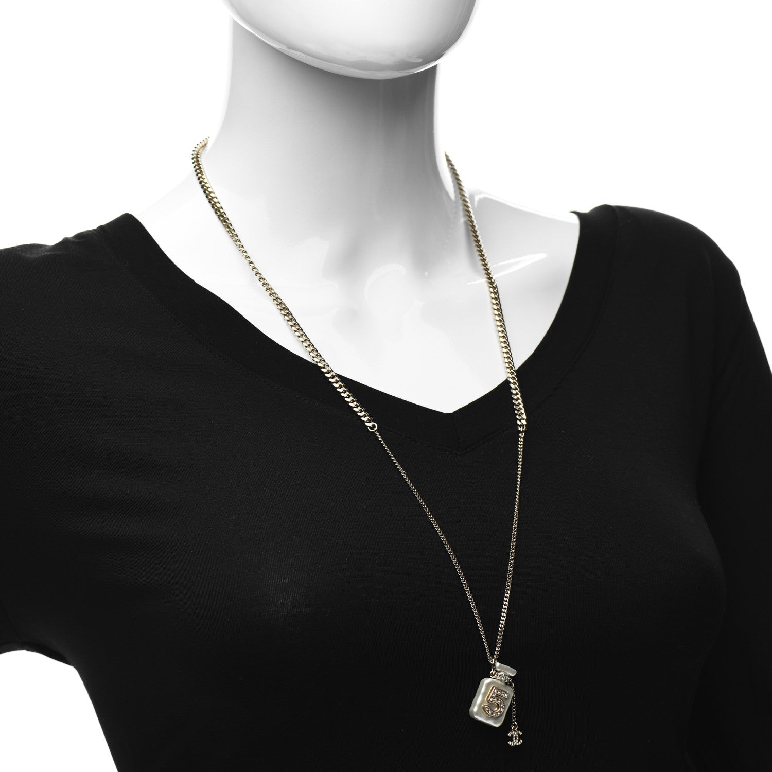 Chanel Resin Crystal CC No 5 Perfume Bottle Necklace 2 of 4