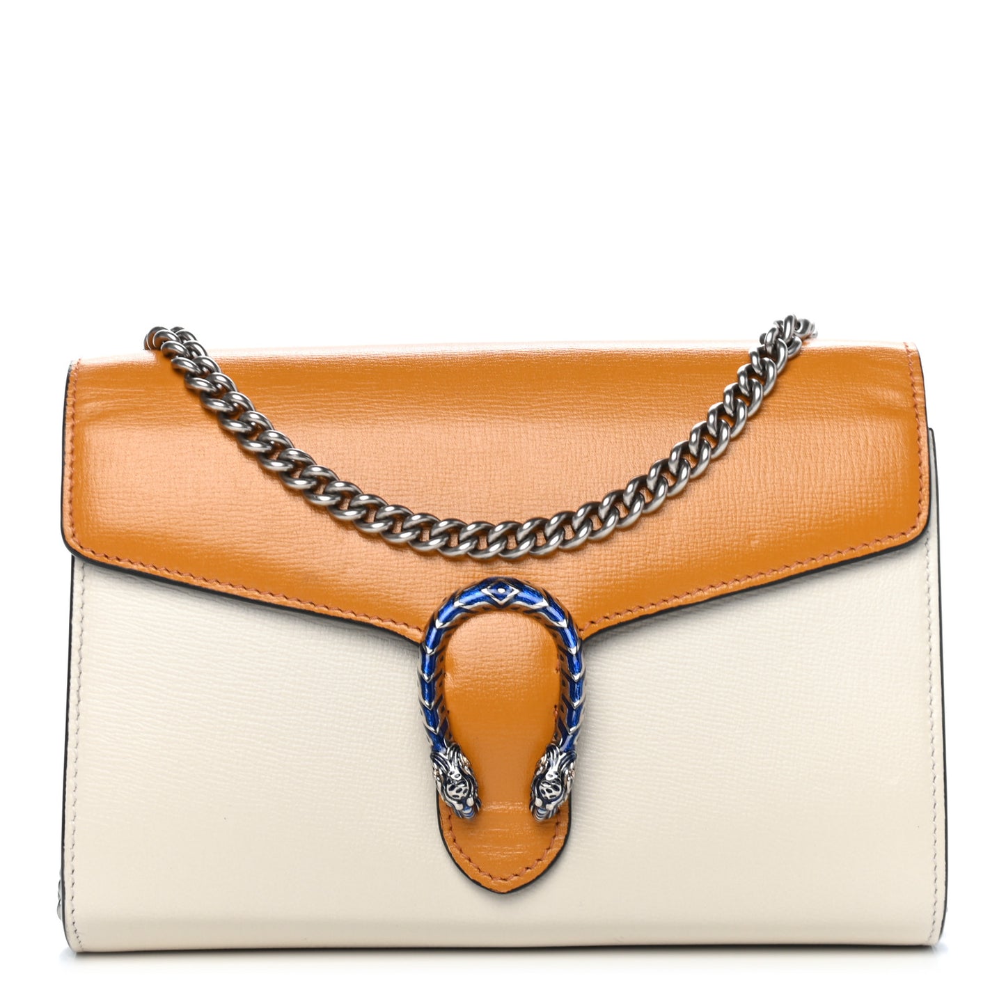 Azalea Calfskin Tri-Color Mini Dionysus Chain Wallet Mystic White Sun Oil Black Electric Blue