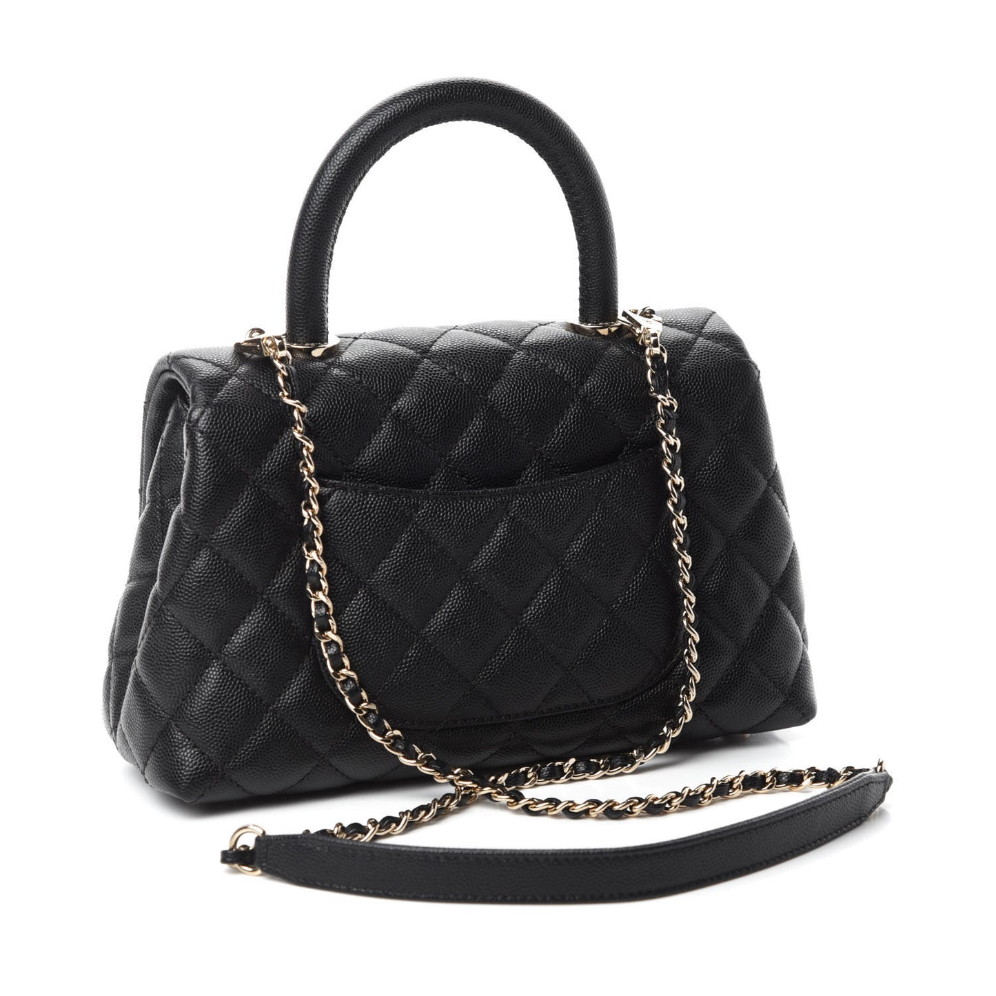 Caviar Quilted Mini Coco Handle Flap Black