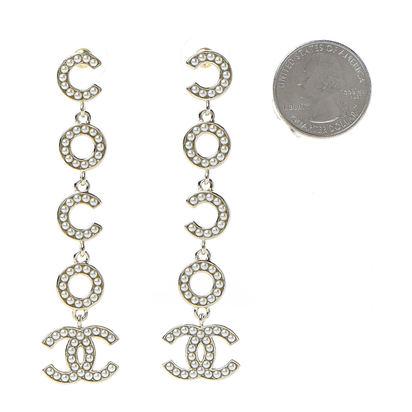 Pearl Coco Drop Earrings Gold