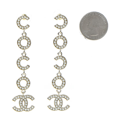Chanel Pearl Coco Drop Earrings Gold 2 of 5