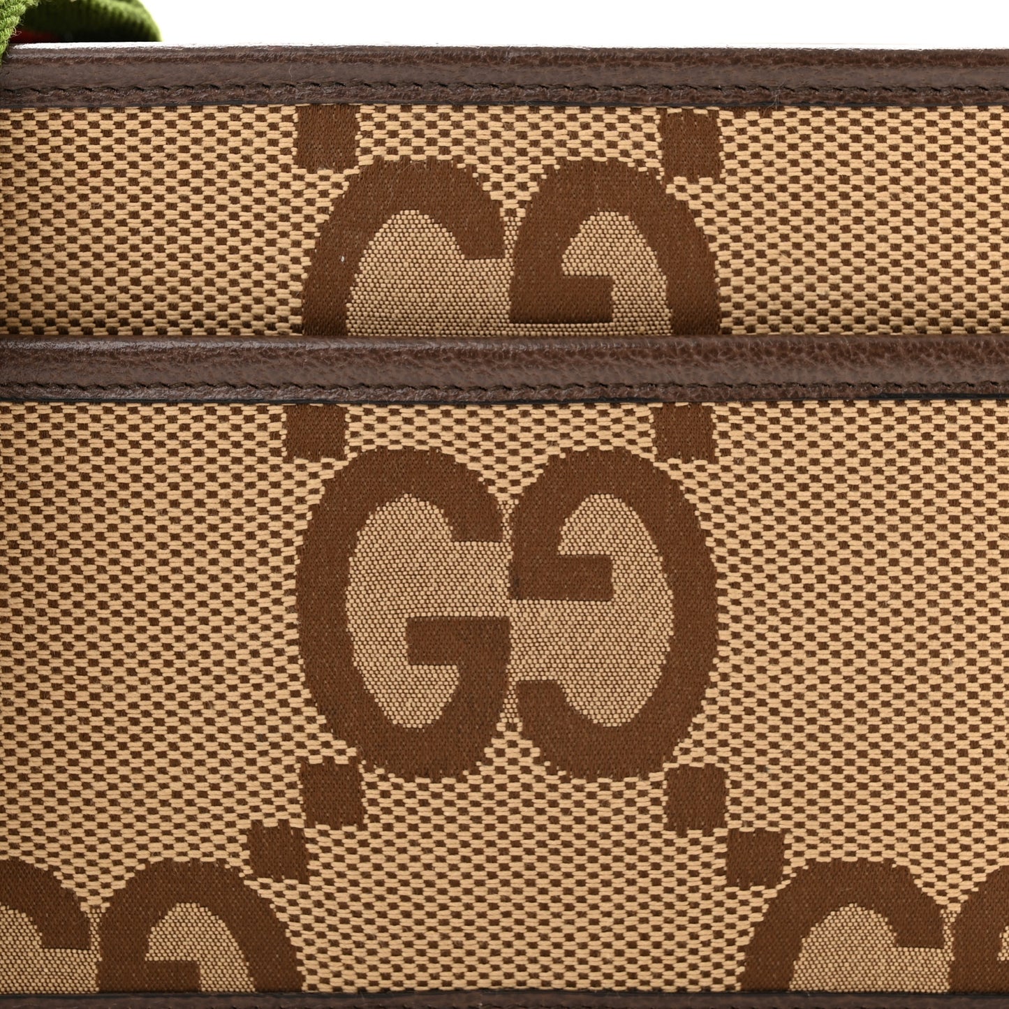 Monogram Jumbo GG Textured Dollar Calfskin Web Mini Crossbody Bag Camel Ebony New Acero