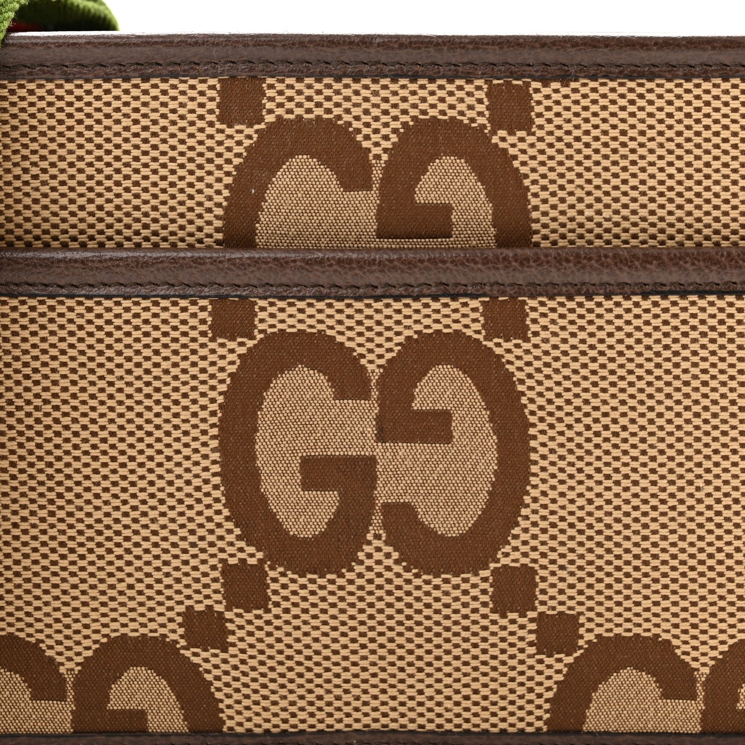 Gucci Monogram Jumbo GG Textured Dollar Calfskin Web Mini Crossbody Bag Camel Ebony New Acero 8 of 11
