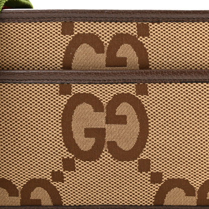 Gucci Monogram Jumbo GG Textured Dollar Calfskin Web Mini Crossbody Bag Camel Ebony New Acero 8 of 11