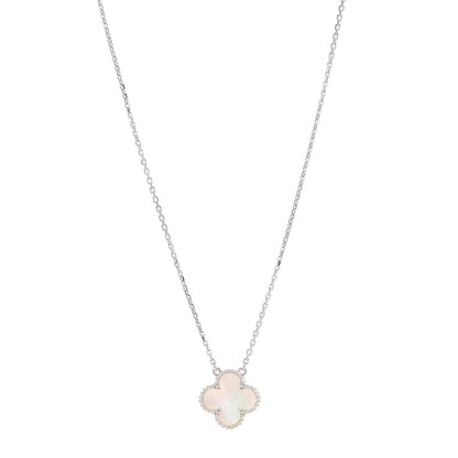 Van Cleef & Arpels 18K White Gold Mother of Pearl Vintage Alhambra Pendant Necklace 1 of 5