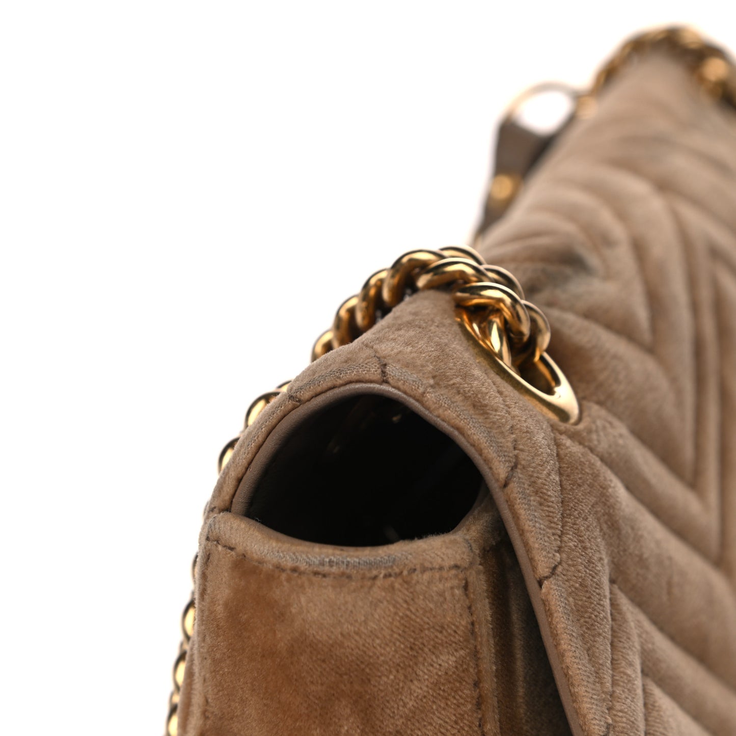 Velvet Matelasse Medium GG Marmont Shoulder Bag Taupe