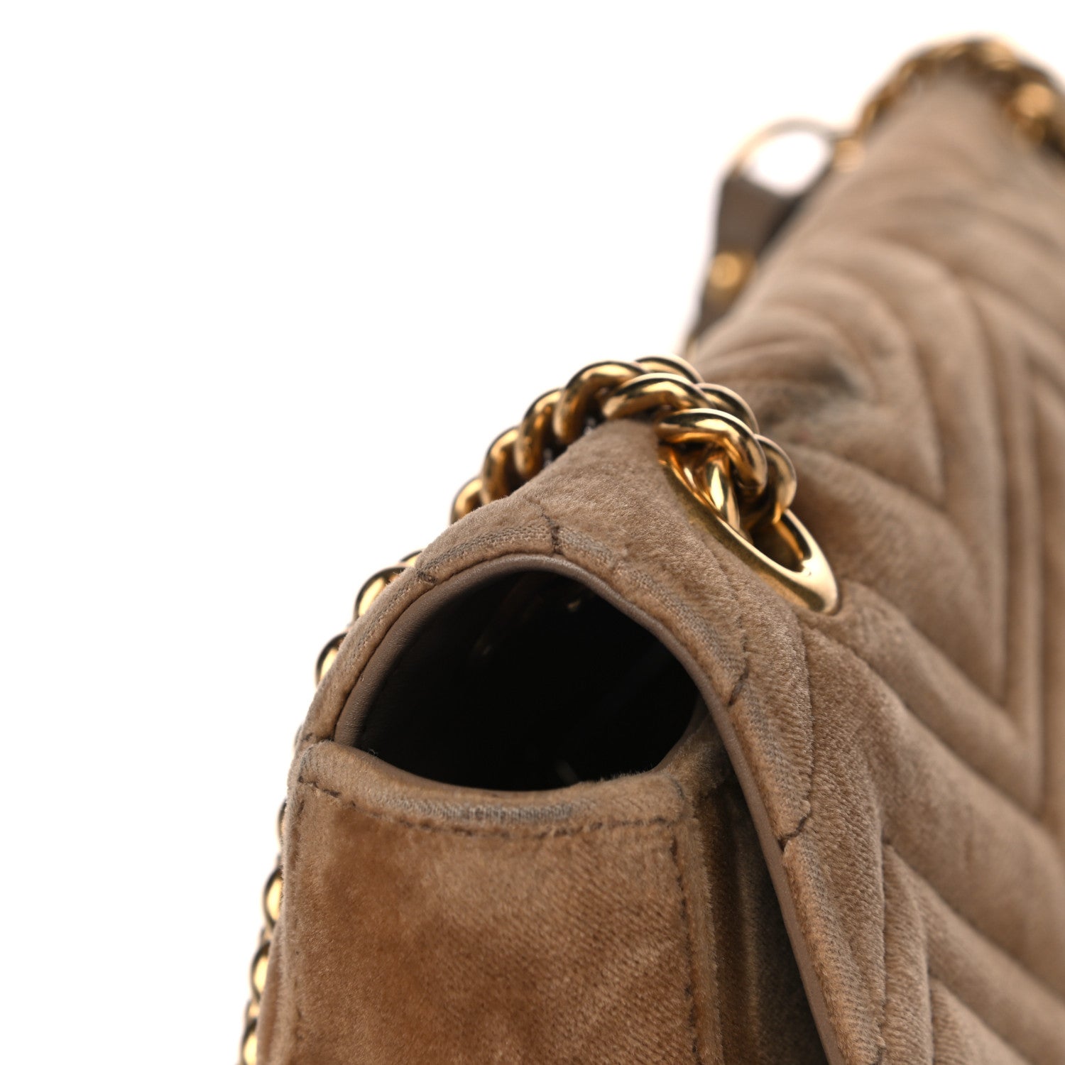 Gucci Velvet Matelasse Medium GG Marmont Shoulder Bag Taupe 18 of 19