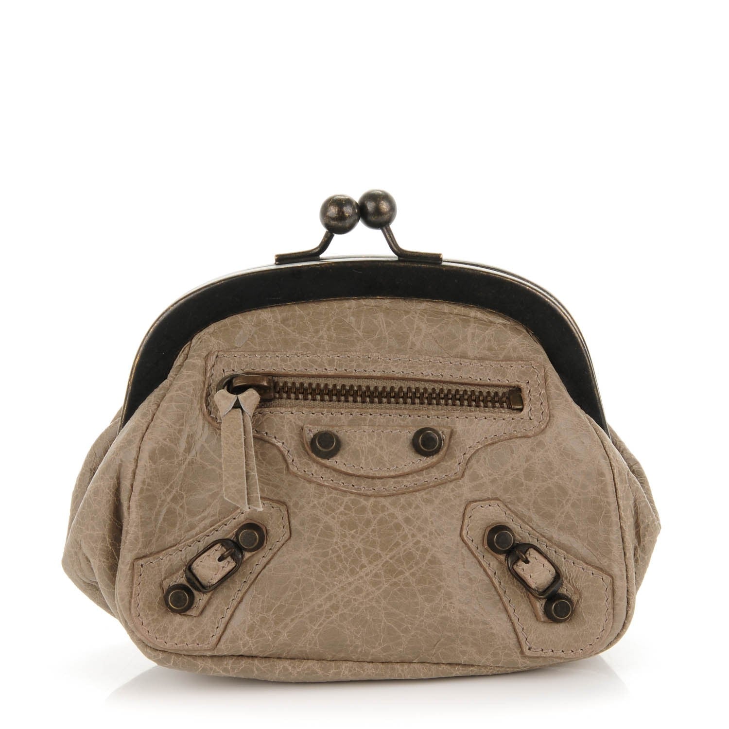 Balenciaga Agneau Classic Hardware Click Coin Purse Gris Poivre 1 of 7