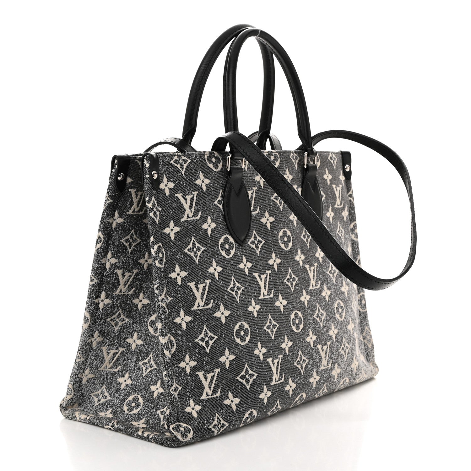 Louis Vuitton Monogram Jacquard Denim Onthego MM Black 3 of 9