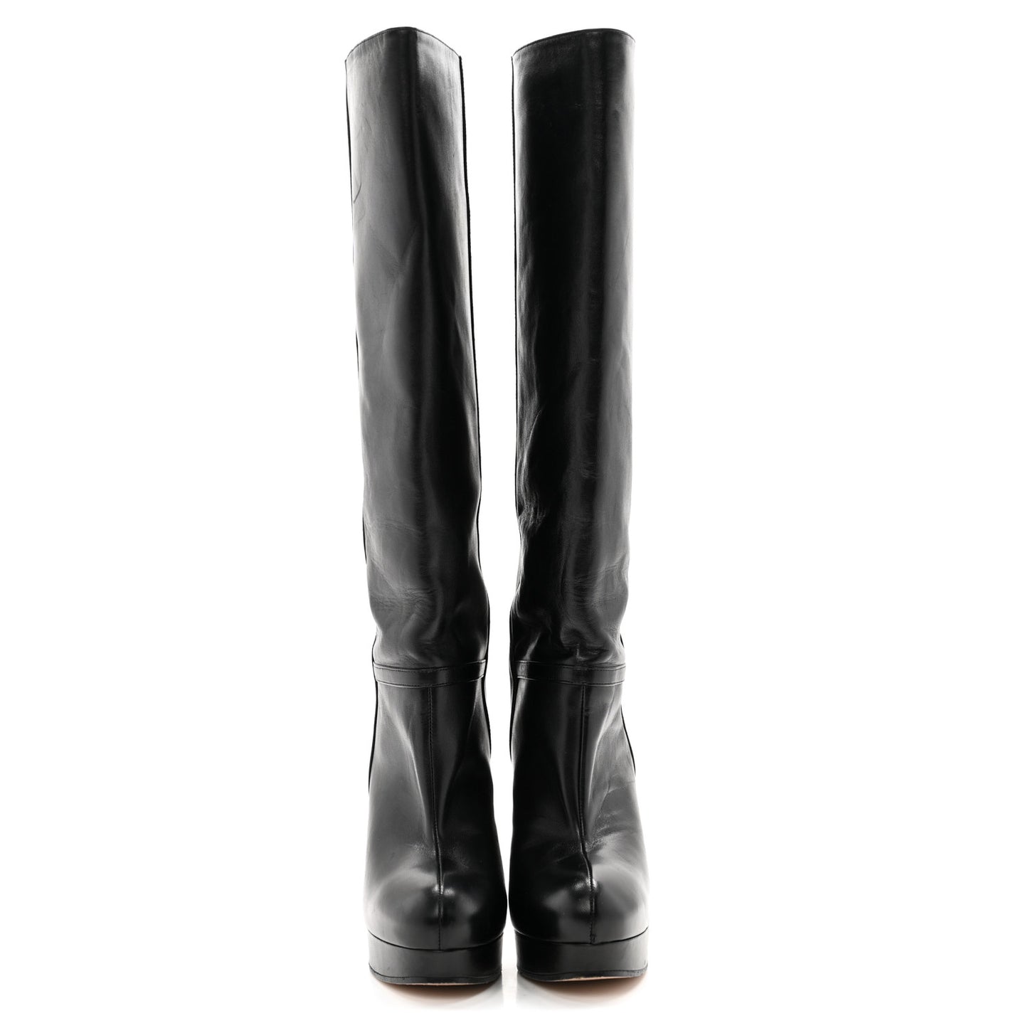 Calfskin Larius Knee High Boots Black 38 Black