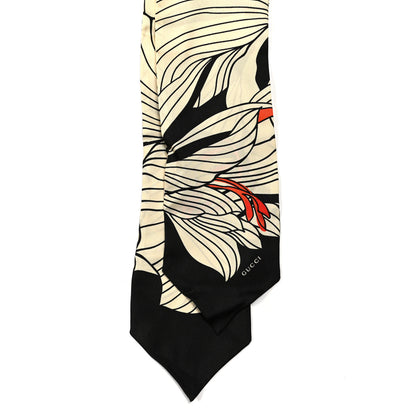 Gucci Silk Floral Neck Bow Scarf White 2 of 5