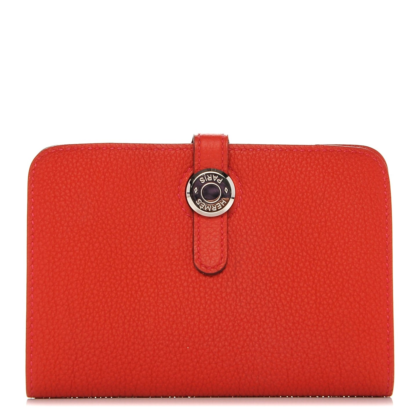 Togo Dogon Compact Shadow Wallet Rouge Pivoine