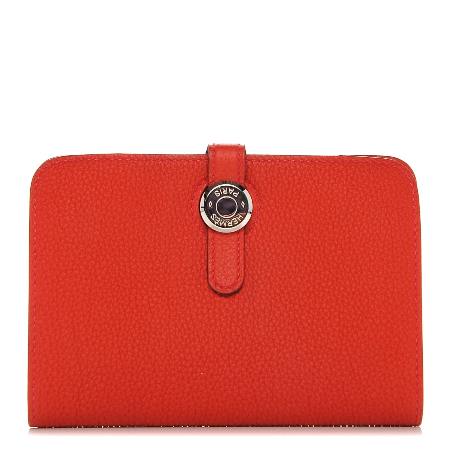 Hermes Togo Dogon Compact Shadow Wallet Rouge Pivoine 1 of 8