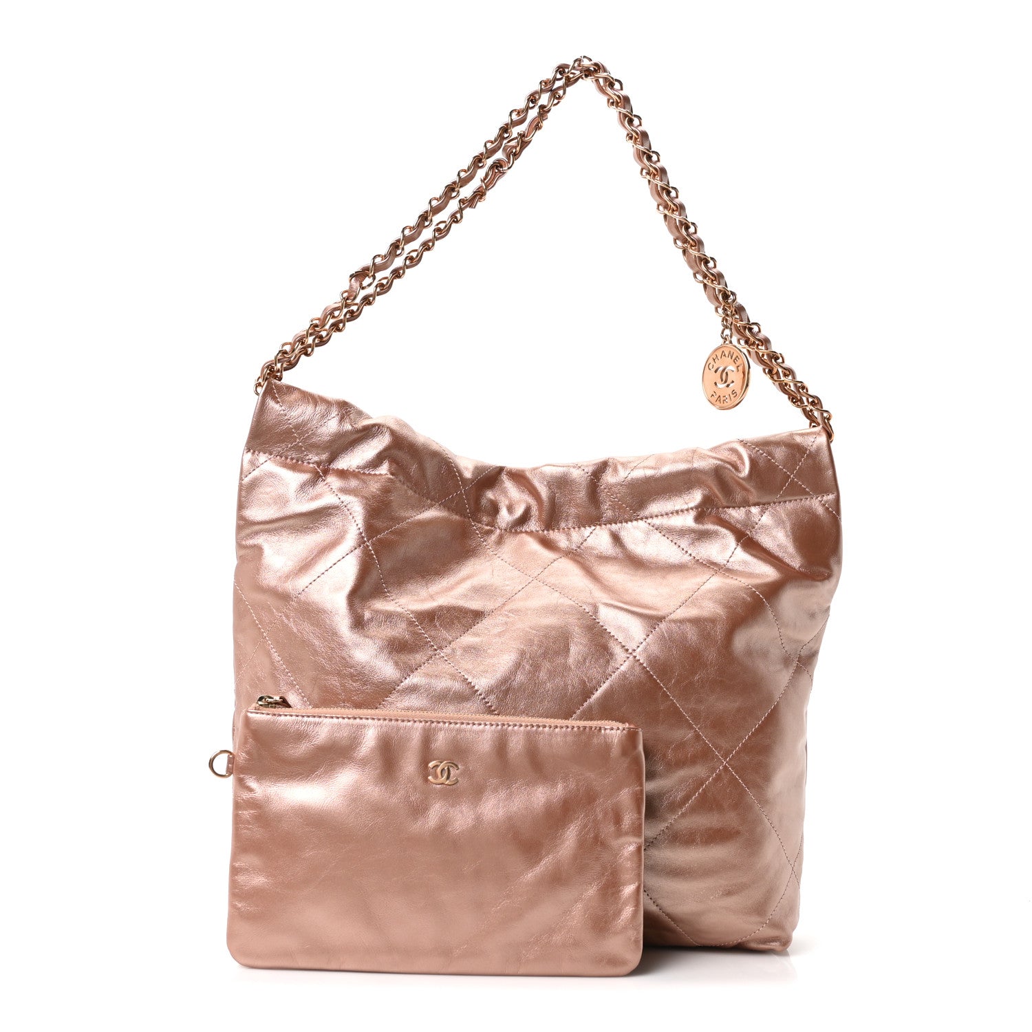 Chanel Metallic Calfskin Quilted Small Chanel 22 Pink 3 of 11