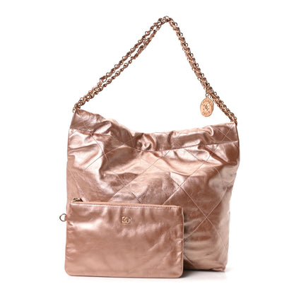 Chanel Metallic Calfskin Quilted Small Chanel 22 Pink 3 of 11