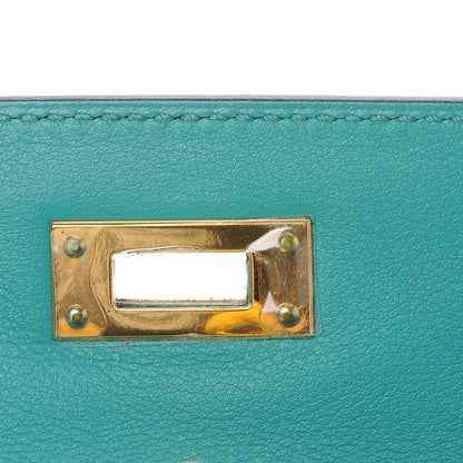Hermes Swift Kelly Cut Clutch Pochette Bleu Paon 20 of 22