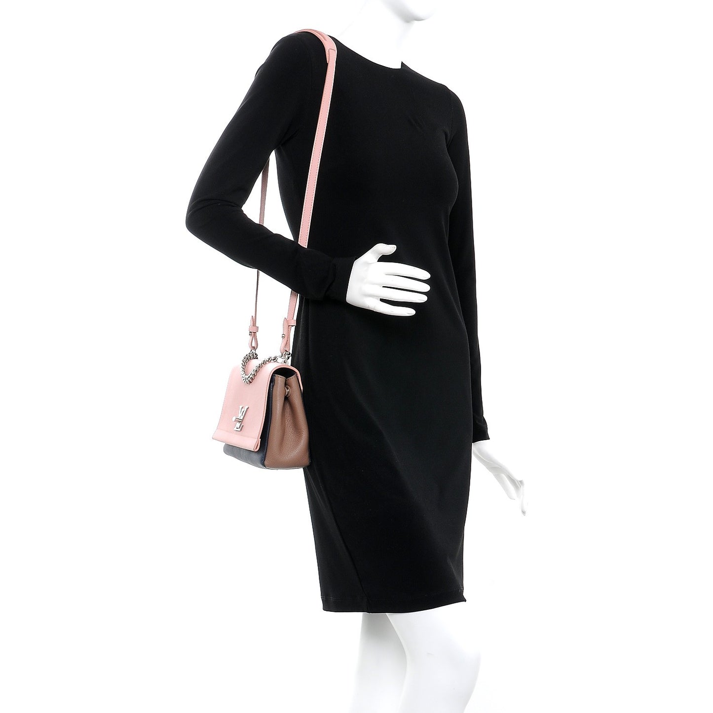 Soft Calfskin Lockme II Chain Bag BB Rose Poudre