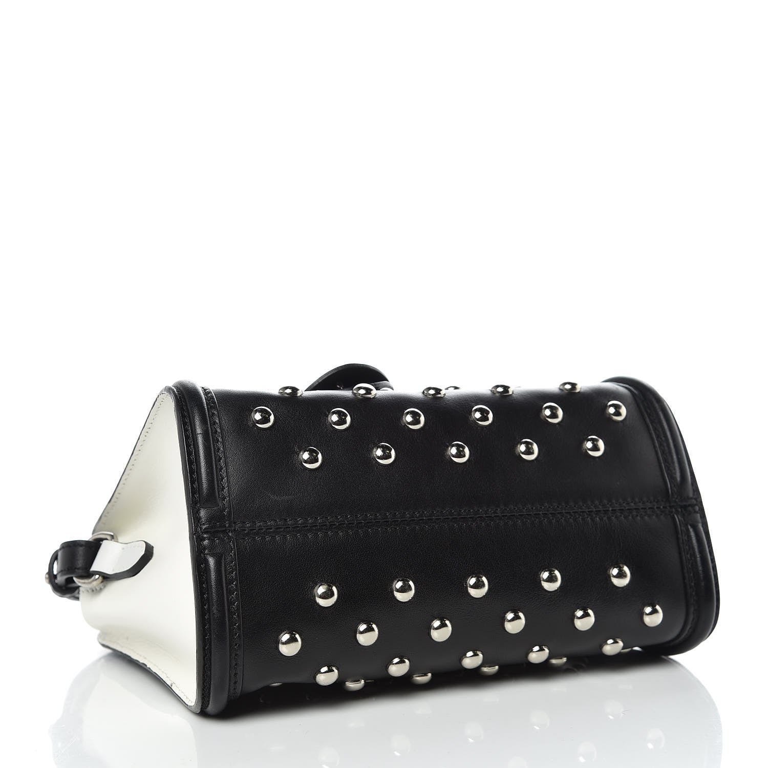 Alexander McQueen Calfskin Studded Mini Padlock Tote Black White 4 of 12
