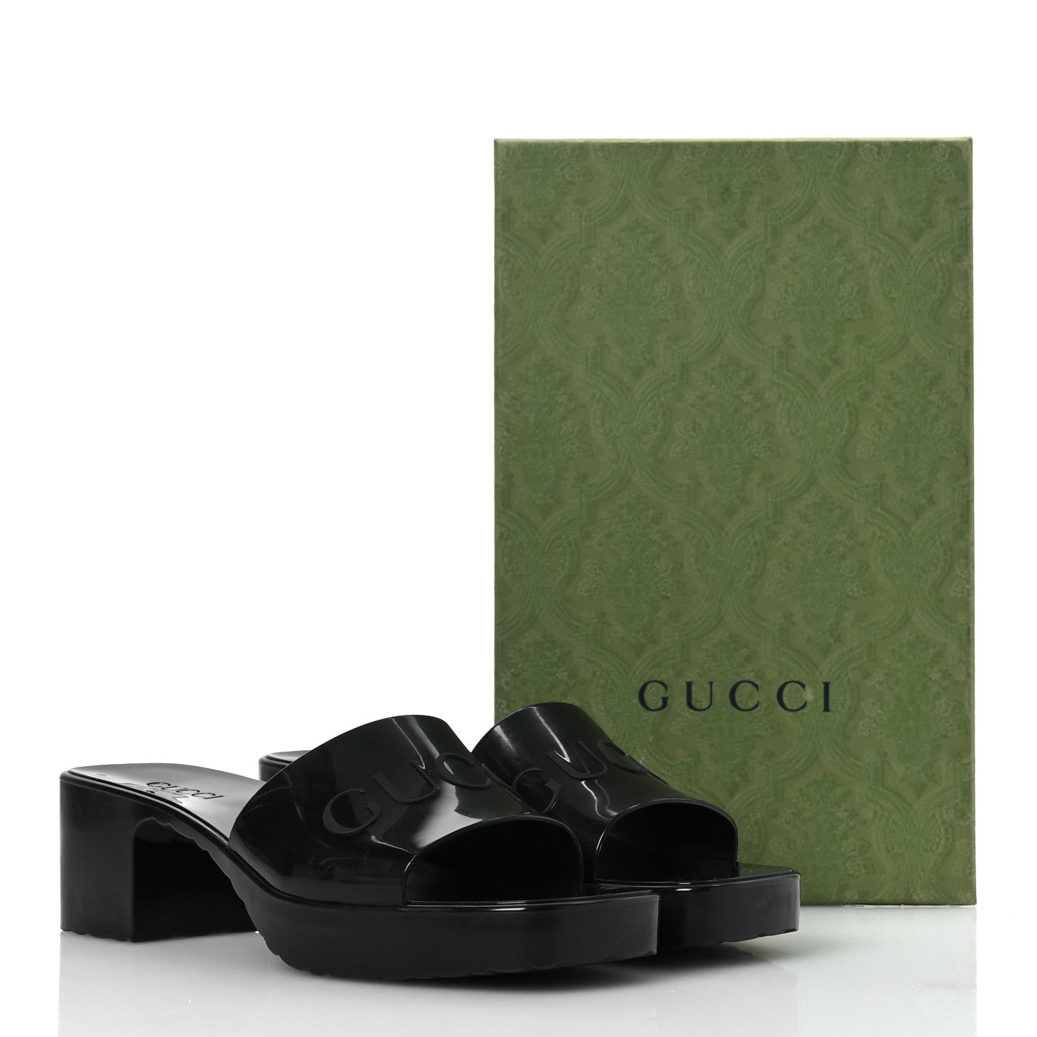 Gucci Rubber Gucci Logo Womens Platform 20/60mm Slide Sandals 41 Black 10 of 10