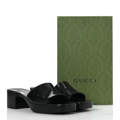 Gucci Rubber Gucci Logo Womens Platform 20/60mm Slide Sandals 41 Black 10 of 10