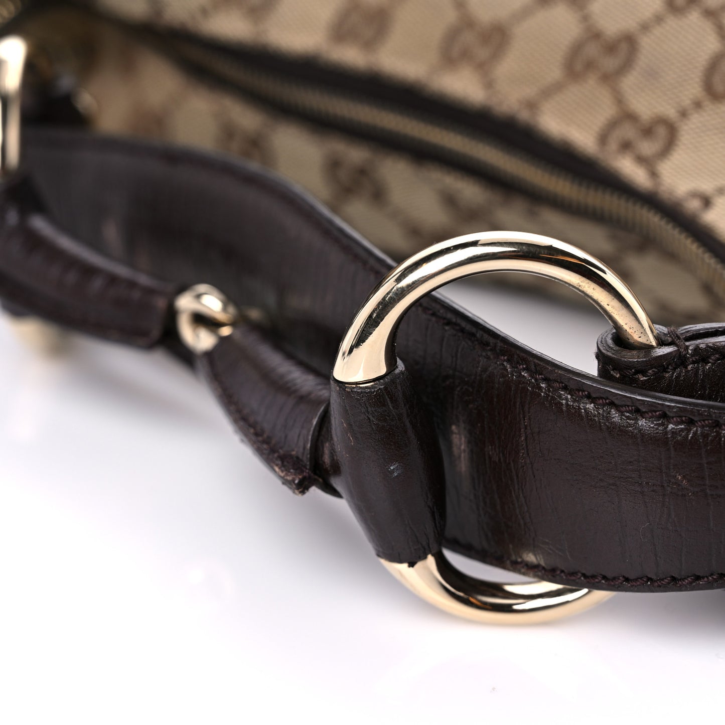 Monogram Medium Horsebit Chain Hobo Dark Brown
