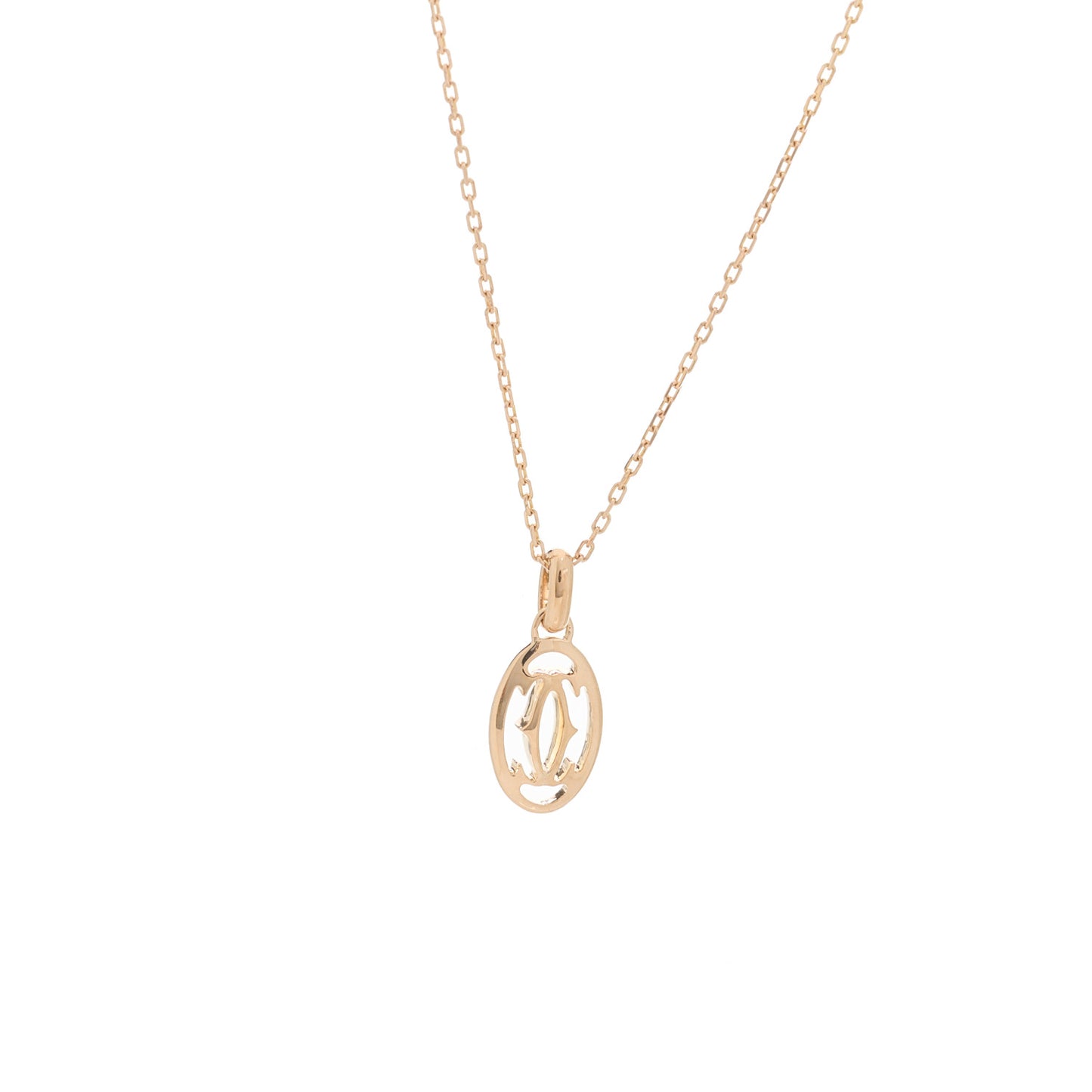 18K Pink Gold Diamond Logo Pendant Necklace