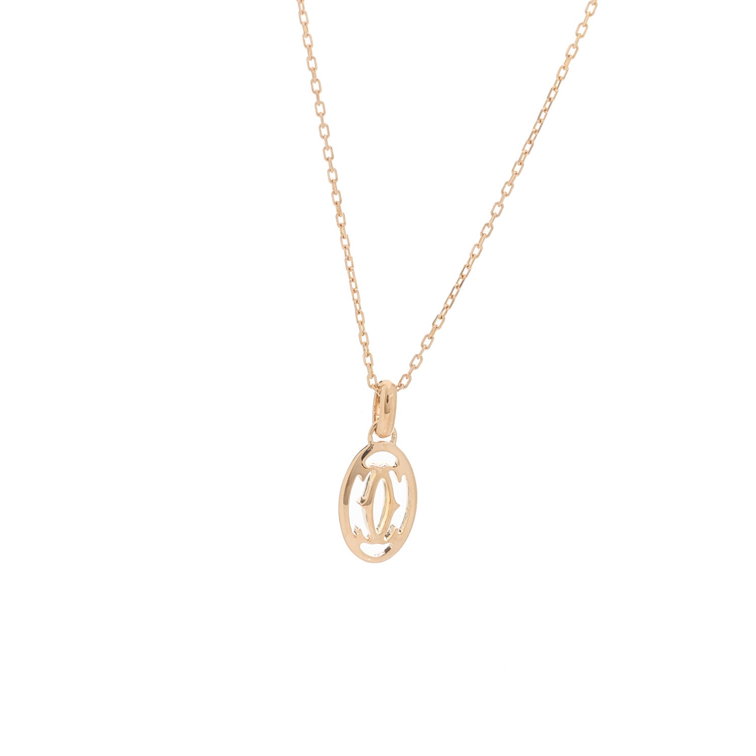 Cartier 18K Pink Gold Diamond Logo Pendant Necklace 4 of 5