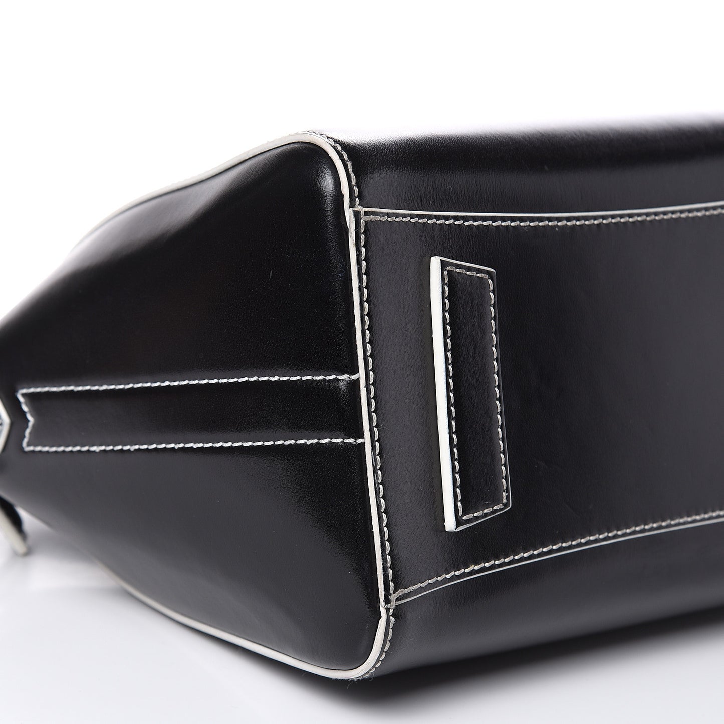 Calfskin Contrast Topstitch Small Antigona Black White