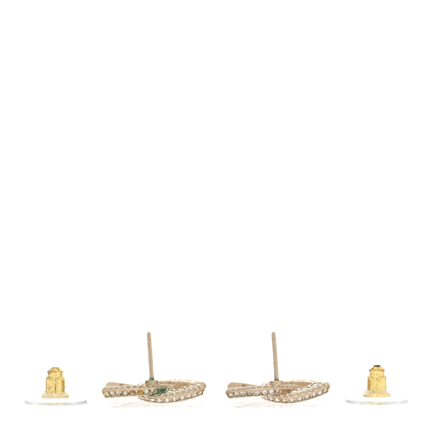 Chanel Crystal Timeless CC Earrings Light Gold 3 of 5