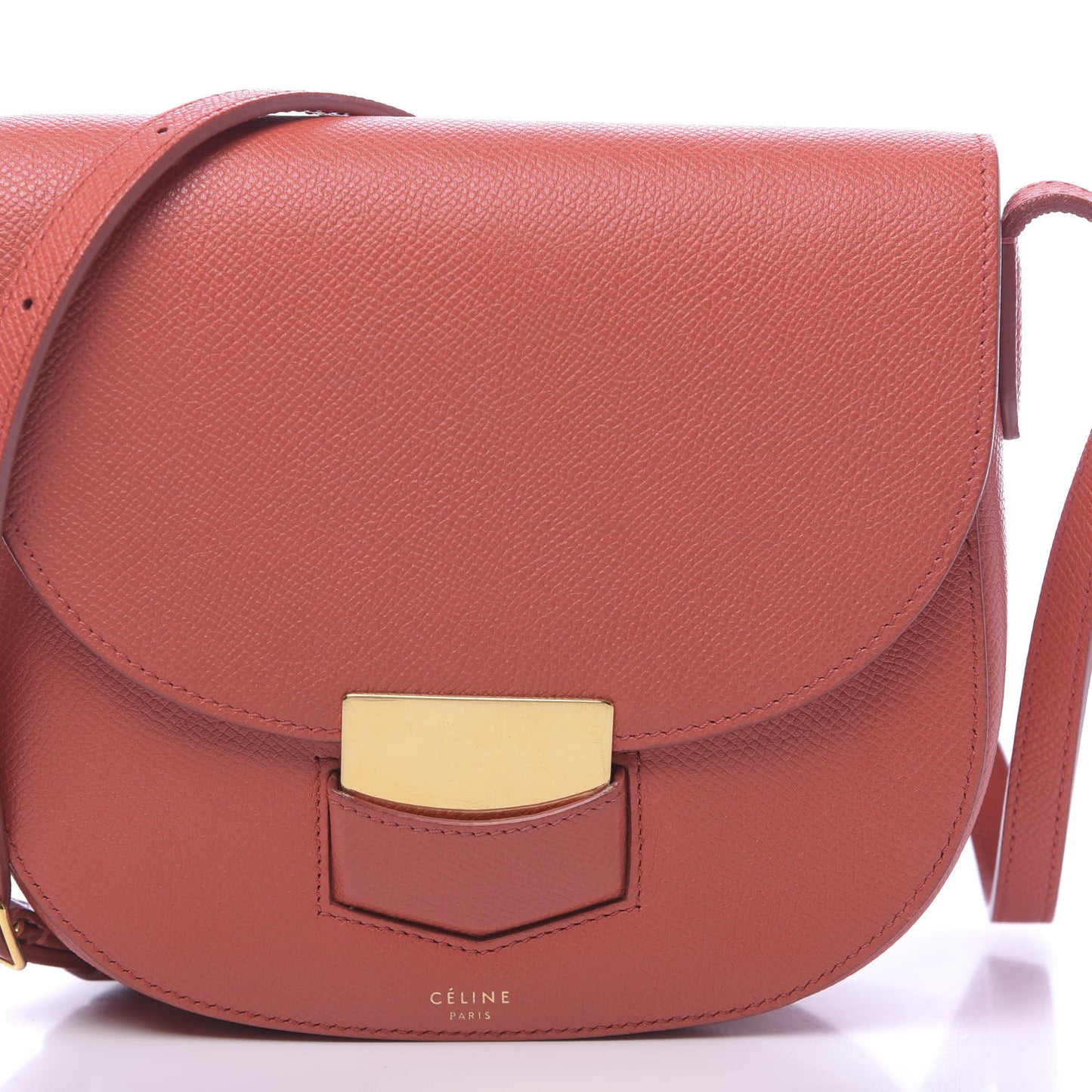 Grained Calfskin Small Trotteur Terracotta