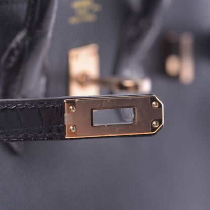 Hermes Taurillon Novillo Shiny Niloticus Crocodile Birkin Touch 25 Black 28 of 42