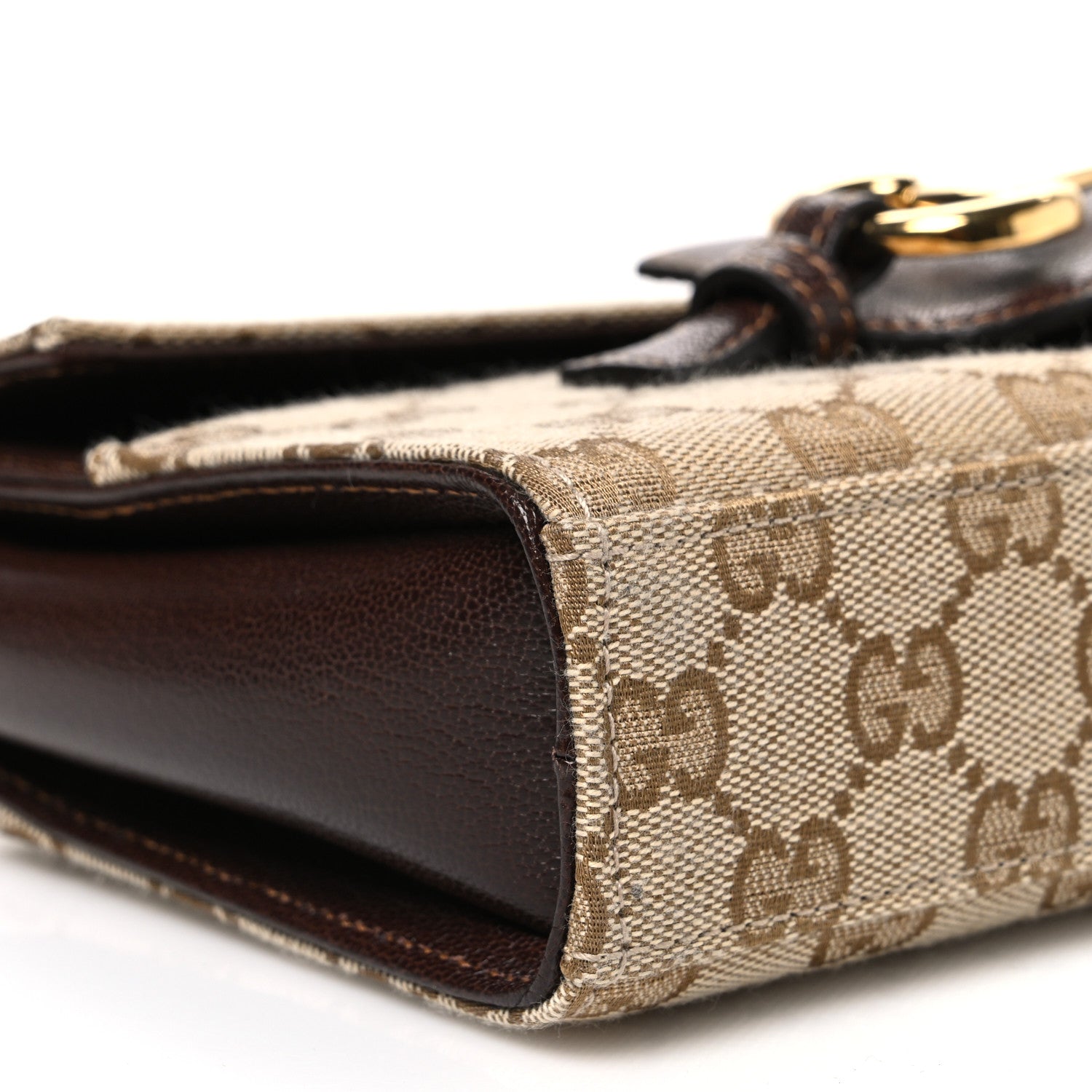 Gucci Monogram Medium Ristretto Horsebit Flap Shoulder Bag Sand Brown 9 of 10