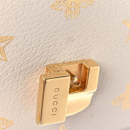 Gucci Textured Calfskin Bee Star Print Mini Sylvie Top Handle Bag Mystic White 10 of 10