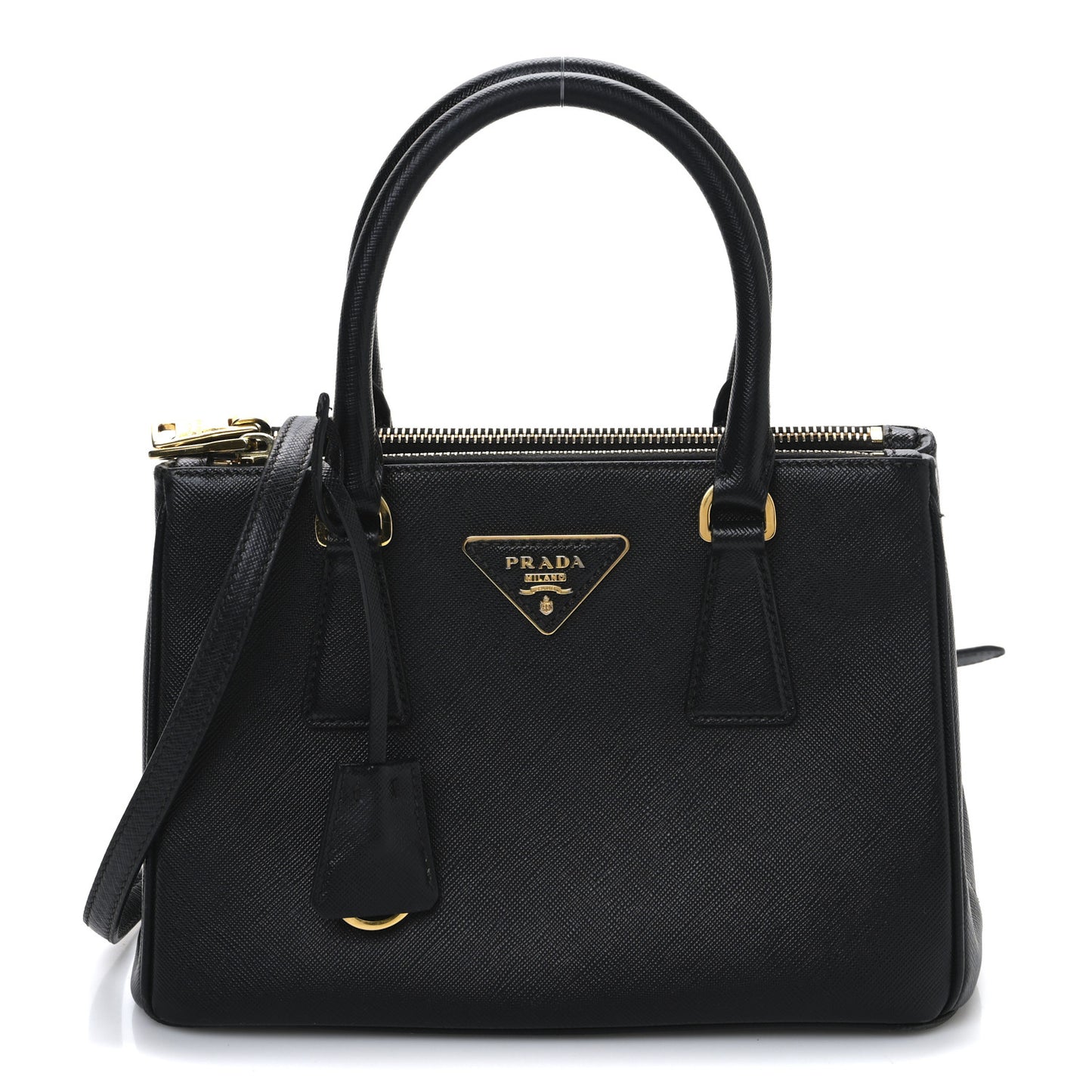 Saffiano Lux Small Galleria Double Zip Tote Black