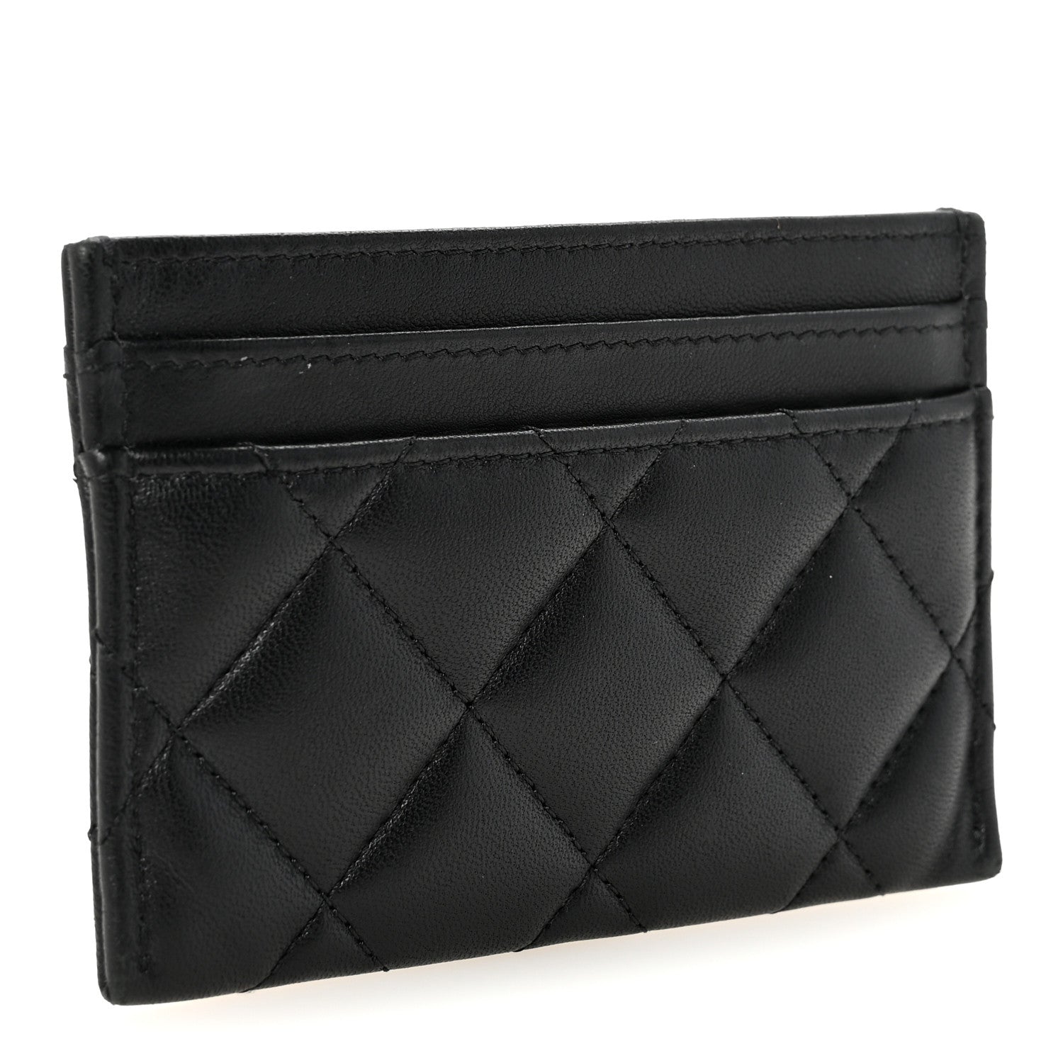 Chanel Lambskin Quilted Pearl CC Chanel Card Holder Black 3 of 9
