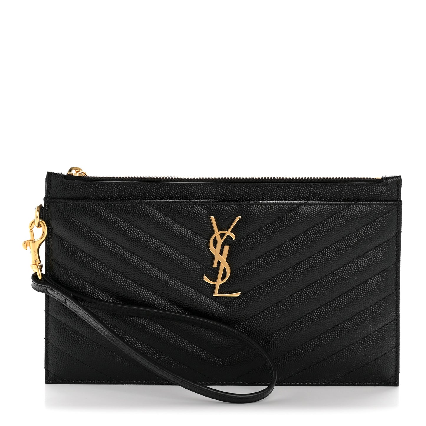 Grain De Poudre Chevron Monogram Large Bill Pouch Black