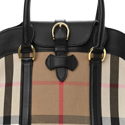 Burberry Derby Calfskin House Check Milverton Satchel Black 7 of 10