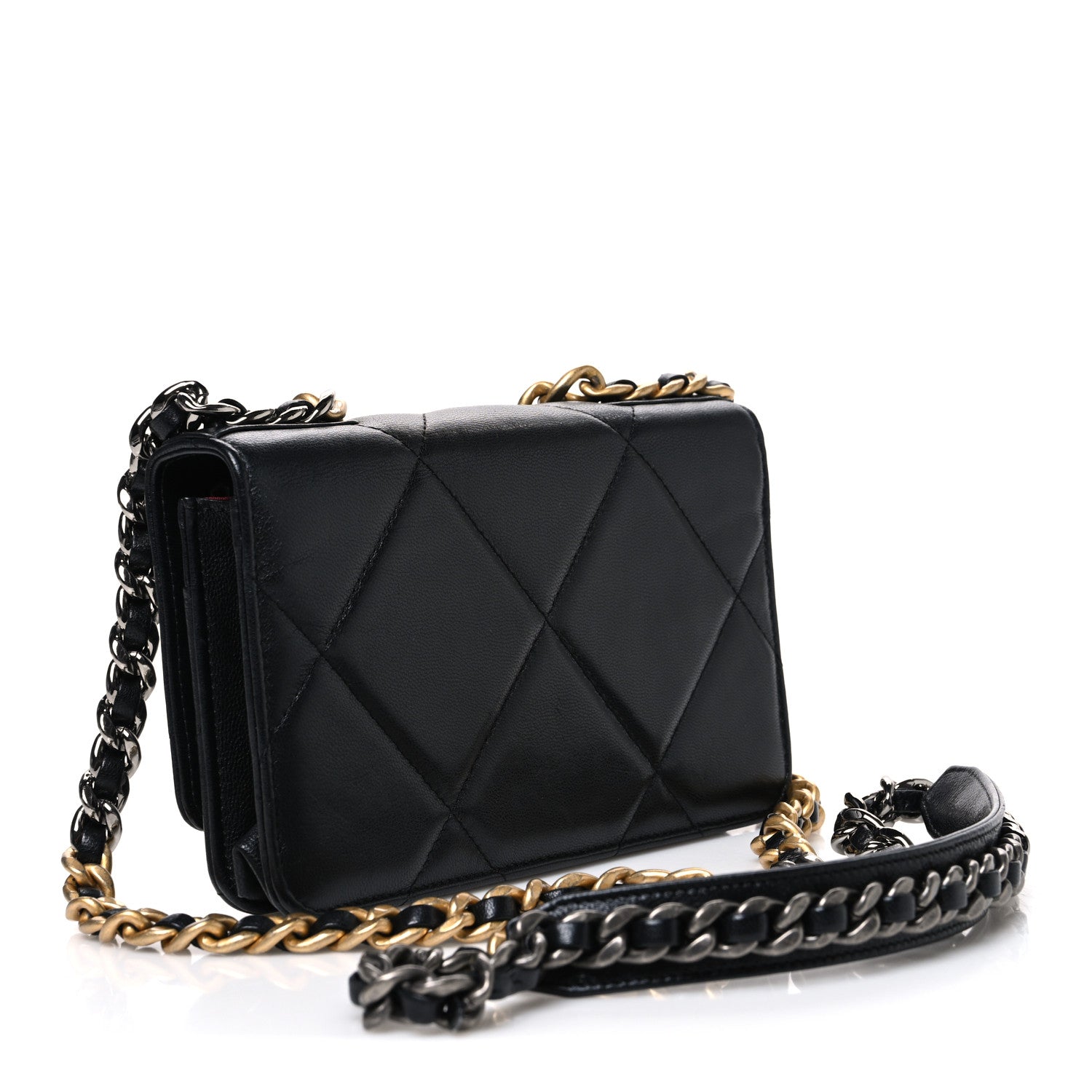 Chanel Goatskin Quilted Chanel 19 Wallet On Chain WOC Black 3 of 11