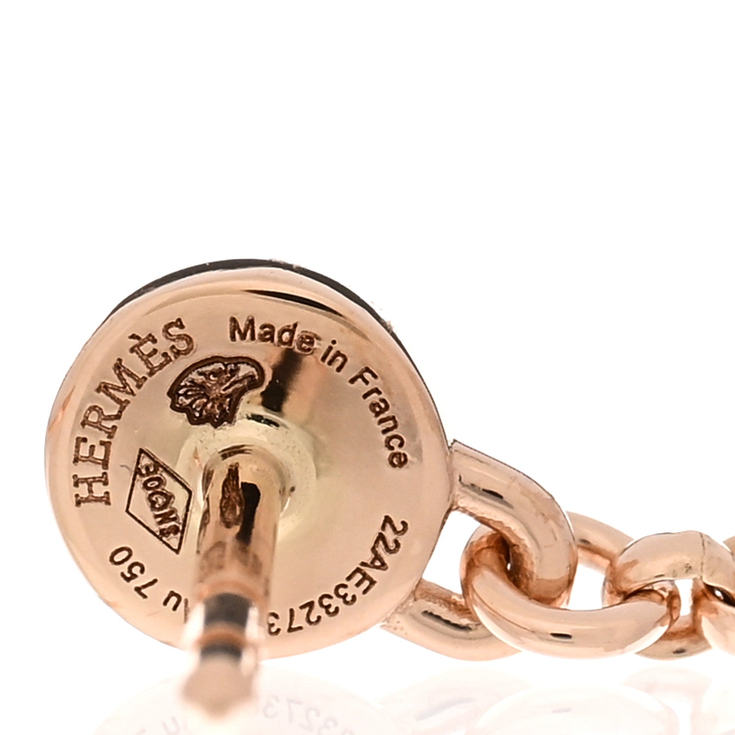 Hermes 18K Rose Gold Diamond Kelly Clochette Drop Earrings 4 of 5