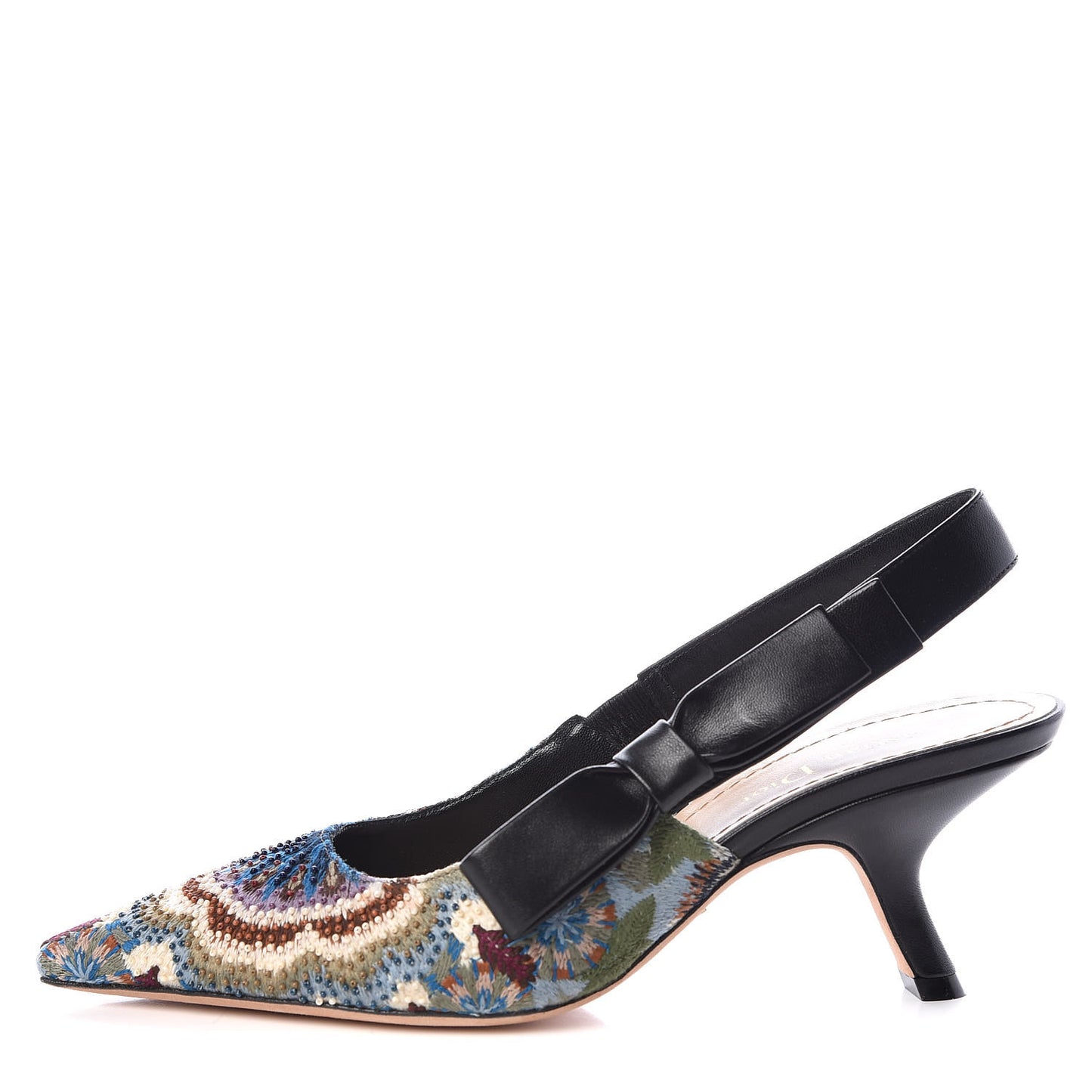 Embroidered Calfskin Beaded Sweet D Sling-Back Pumps 37 Deep Amaranth