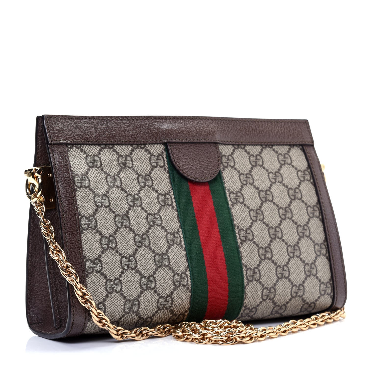 Gucci GG Supreme Monogram Web Small Ophidia Chain Shoulder Bag Brown 3 of 11