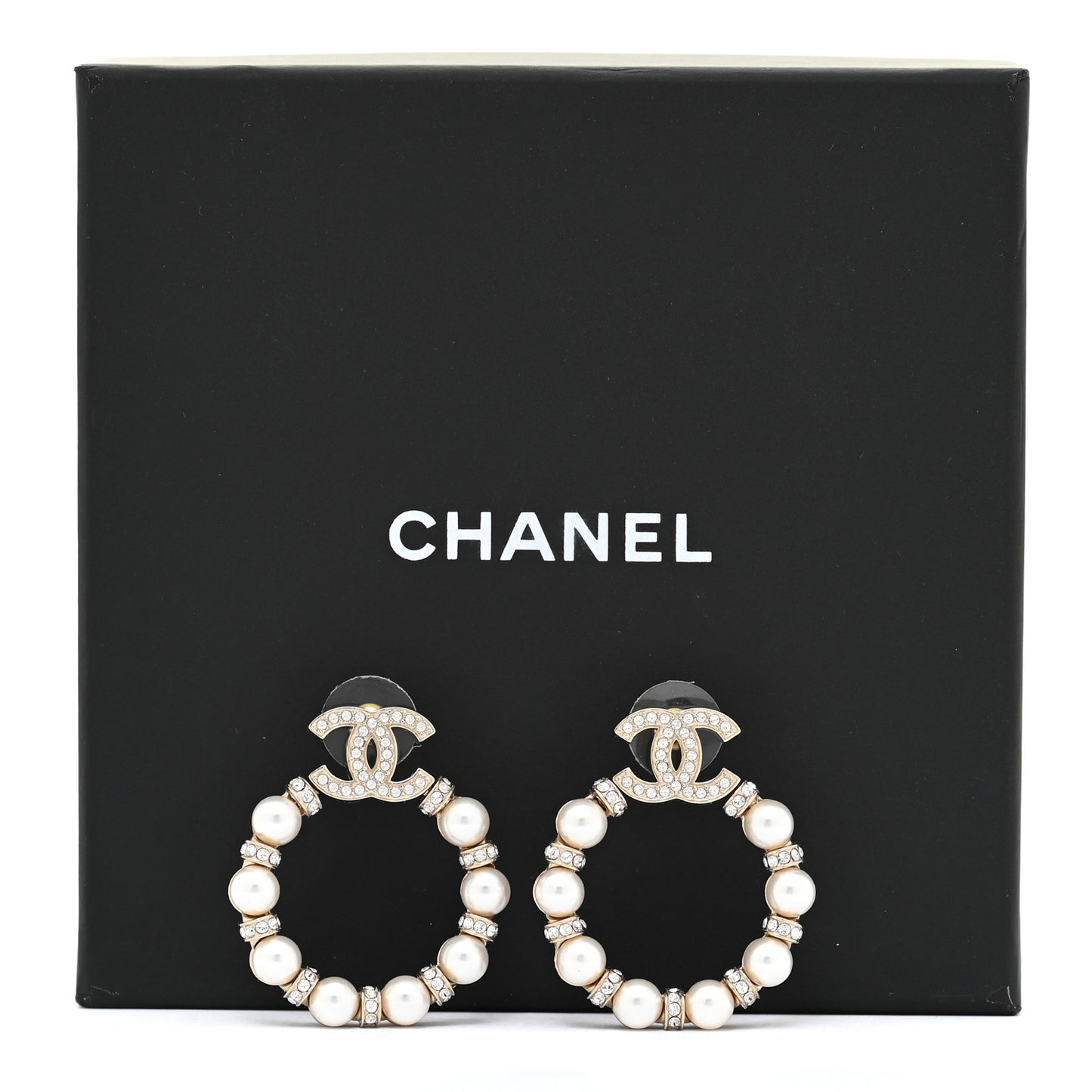 Pearl Crystal Nefertiti CC Drop Earrings Gold