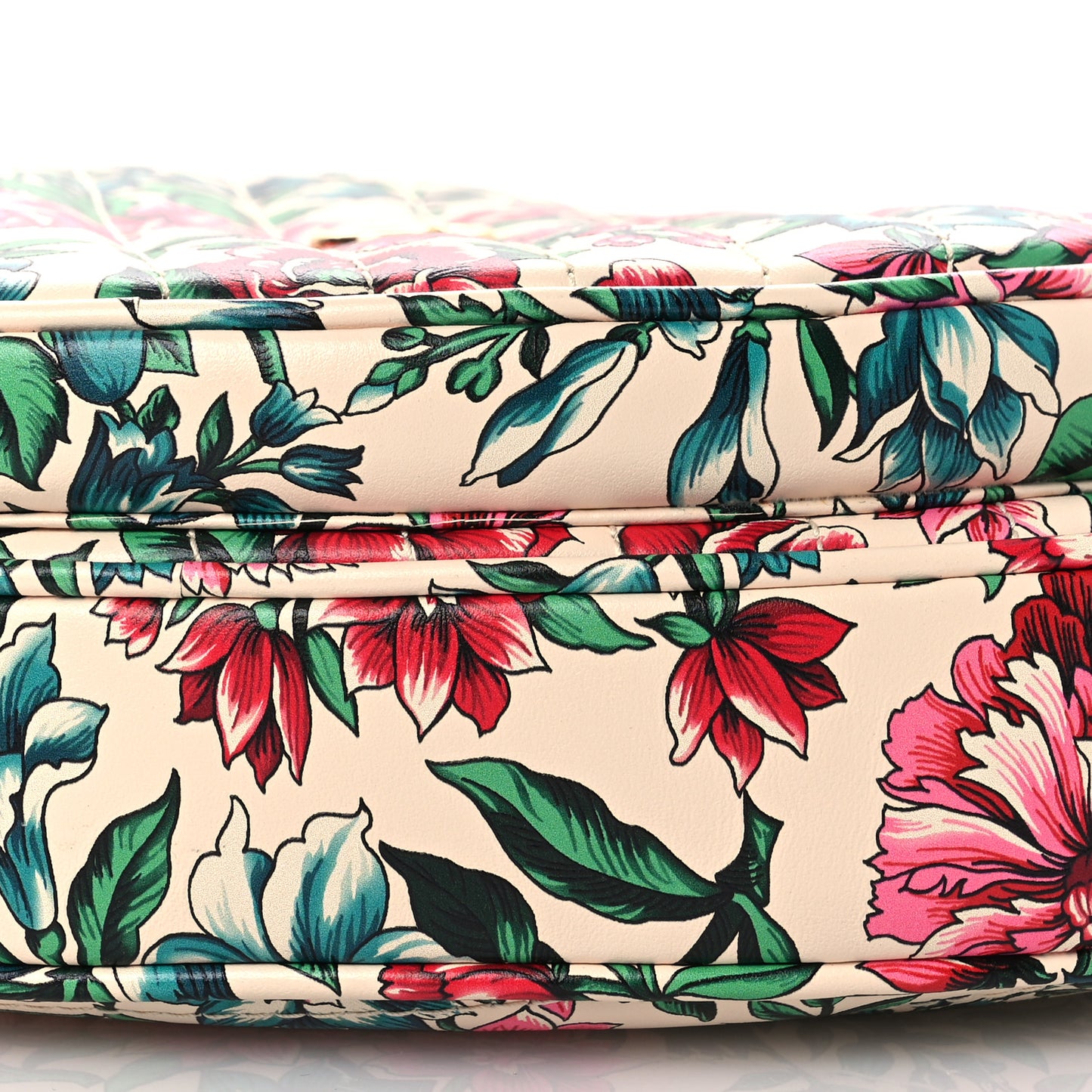 Calfskin Brit Roses Print Matelasse Diagonal Mini Interlocking G Heart Shoulder Bag Multicolor